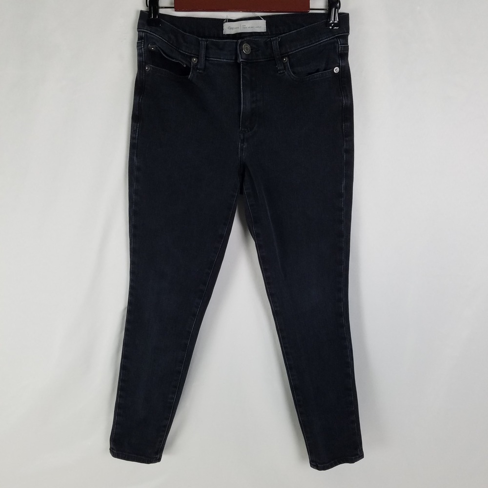 GAP‎ 1969 Womens Size 8 True Skinny Ankle Jeans Black Charcoal Wash Denim